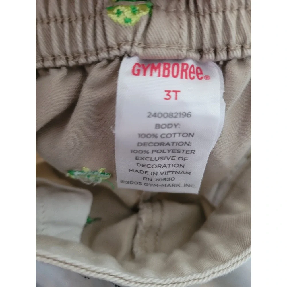 Gymboree Toddler Girls Khaki Turtle Embroidered Pants‎ 3T Tan Striped Bow #1
